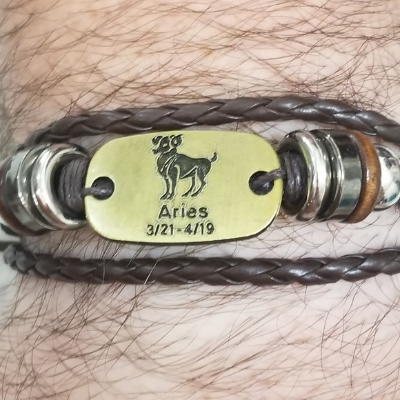 Zodiac Sign Leather Adjustable Bracelet Unisex New - Picture 6 of 12